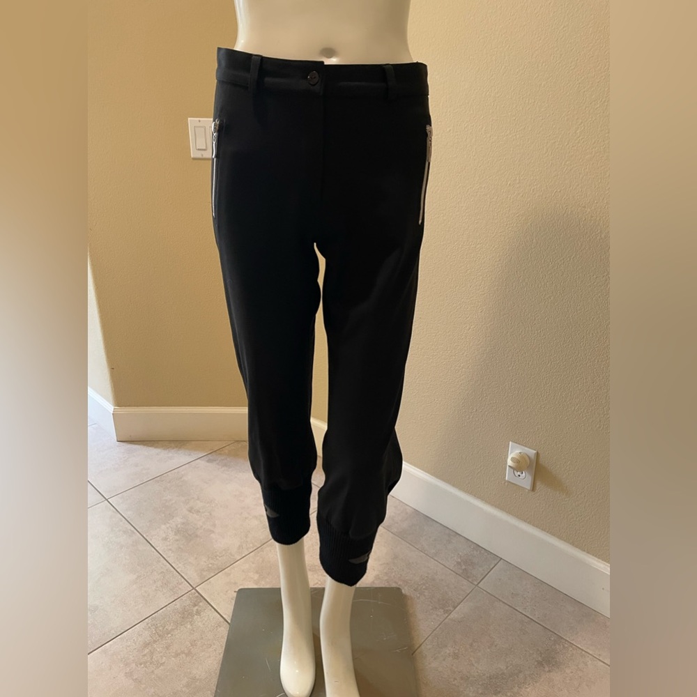 Sisline Women's Black Cropped Pants with Cuffs